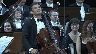 Le violoncelliste français Gautier Capuçon au Festival Georges Enesco à Bucarest, en Roumanie, dimanche 27 août 2023.