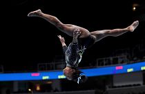 Simone Biles competes on the beam during the US Gymnastics Championships