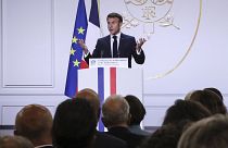 Эммануэль Макрон выступает перед французским дипломатическим корпусом, 28 августа 2023 г.