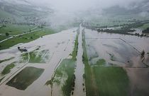 Campos inundados en Uttendorf, Austria, el 28 de agosto de 2023.