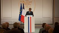 Macron empfängt Diplomatinnen und Diplomaten im Elysee-Palast.