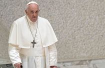 Pope Francis arrives for his weekly general audience in the Pope Paul VI hall at the Vatican on Wednesday.