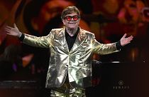 Elton John performs on the Pyramid Stage on day 5 of the Glastonbury festival, on 25 June 2023