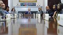 Joe Biden et les organisateurs du 60e annivesaire de la marche sur Washington pour les droits civiques, la Maison Blanche, le 28 août 2023