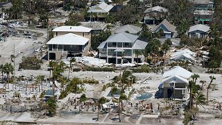 Damaged and missing homes are seen in the wake of Hurricane Ian, Sept. 29, 2022, in Fort Myers Beach, Fla. 
