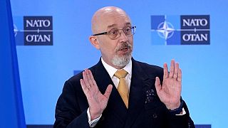 Ukrayna Savunma Bakanı Oleksiy Reznikov, 15 Haziran 2023 Perşembe günü Brüksel'de düzenlenen NATO savunma bakanları toplantısında.