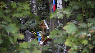 Η ρωσική σημαία στον τάφο του Γεβγκένι Πριγκόζιν