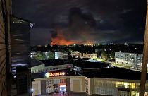 Tűz a pszkovi reptéren a dróntámadás után