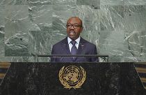 Али Бонго Ондимба выступает на 77 сессии ООН