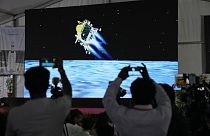 هبوط المركبة الفضائية Chandrayaan-3 على القمر في منشأة شبكة القياس والتتبع والقيادة التابعة لـ ISRO في بنغالورو، الهند، الأربعاء 23 أغسطس 2023.