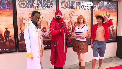 'One Piece' fans dressed in costumes to view the first two episodes in Paris.