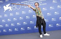 Massimiliano Rossi poses for photographers during the photo call for the film 'Comandante' during the 80th edition of the Venice Film Festival in Venice, Italy,