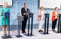 Finnish government leaders hold press conference in Helsinki, on combatting racism, 31 August 2023