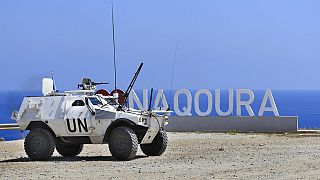 مركبة عسكرية تابعة لقوات اليونيفيل قرب بلدة الناقورة اللبنانية على الحدود مع إسرائيل