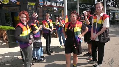 Marcha del orgullo gay en Járkov (Ucrania).
