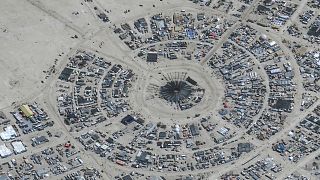 Спутниковый снимок территории фестиваля Burning Man в пустыне Невады 28 августа 2023