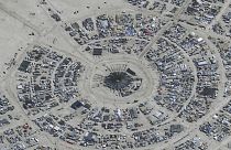 An overview of Burning Man festival in Black Rock, Nevada on 28 August