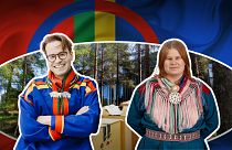 FILE: Montage of Sámi candidate, the Sámi Parliament in Inari sitting in the forest, and ballot boxes