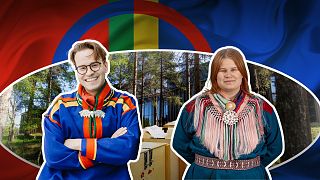 FILE: Montage of Sámi candidate, the Sámi Parliament in Inari sitting in the forest, and ballot boxes