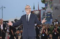 Director David Fincher arrives on the red carpet for his movie 'The Killer' in competition at the 80th edition of the Venice Film Festival at the Venice Lido, Italy, Sunday.