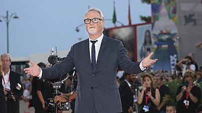 Director David Fincher arrives on the red carpet for his movie 'The Killer' in competition at the 80th edition of the Venice Film Festival at the Venice Lido, Italy, Sunday.