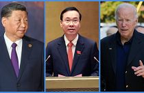 Hszi Csin-ping kínai, Vo Van Tuong vietnámi és Joe Biden amerikai elnök