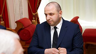 Rustem Umerov, a member of the Ukrainian Parliament, attends the peace talks with Russian delegation in Gomel region, Belarus, Monday, Feb. 28, 2022.