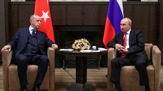  الرئيس التركي رجب طيب إردوغان ونظيره الروسي فلاديمير بوتين في سوتشي. 2021/09/29