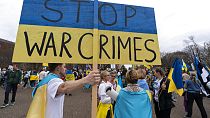 Protesto contra a invasão russa da Ucrânia em Washington, março 2022