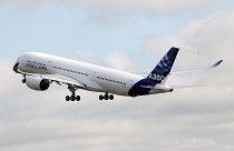 The Airbus A350 takes off on its maiden flight at Blagnac airport near Toulouse, southwestern France, in June 2013.