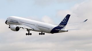 The Airbus A350 takes off on its maiden flight at Blagnac airport near Toulouse, southwestern France, in June 2013. 