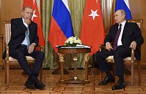 Les président turc et russe à Sotchi, le 04 septembre 2023.