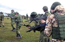 مجندون في الجيش الروسي يتدربون في منطقة دونتسك. 2022/10/04