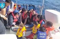Migrantes rescatados en Lesbos