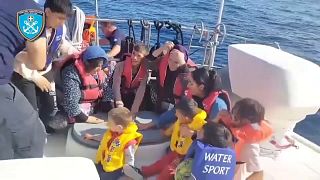Migrantes rescatados en Lesbos