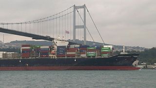 سفينة شحن أوكرانية تصل إلى إسطنبول رغم الحصار الروسي، 18 آب 2023.