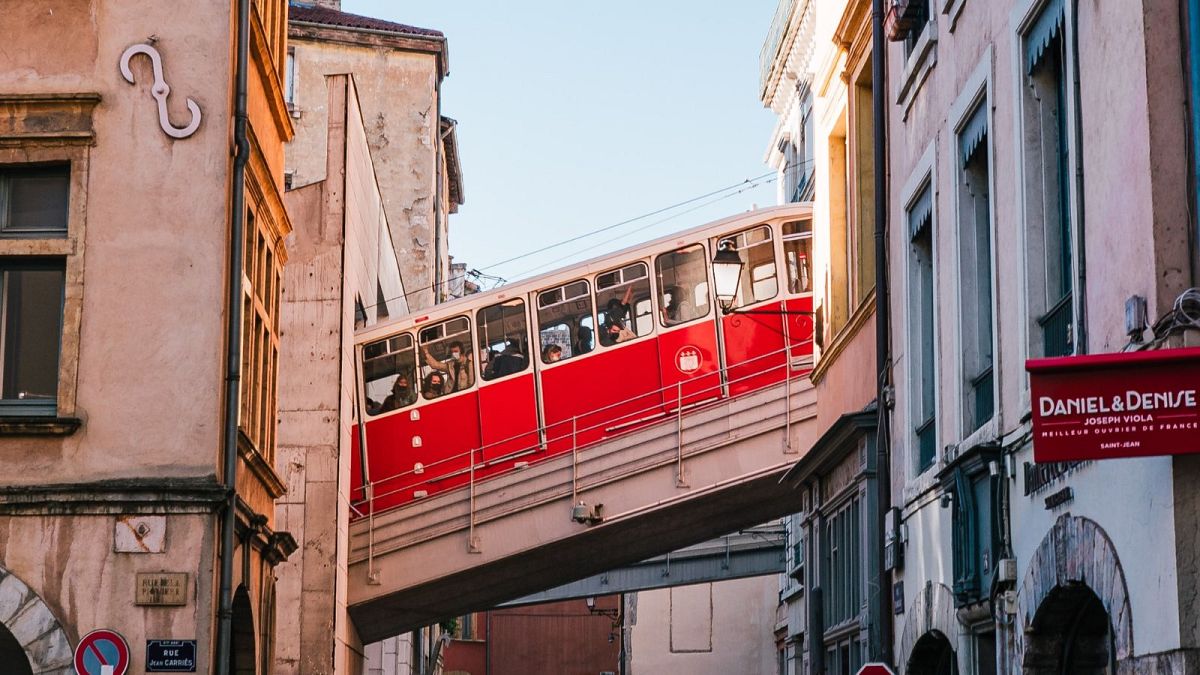 A funicular train in Lyon, one of France's Rugby World Cup host cities.