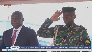 Central African president appears on Gabon state TV welcomed by Oligui