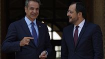 Στιγμιότυπο από τη συνάντηση Χριστοδουλίδη - Μητσοτάκη στη Λευκωσία