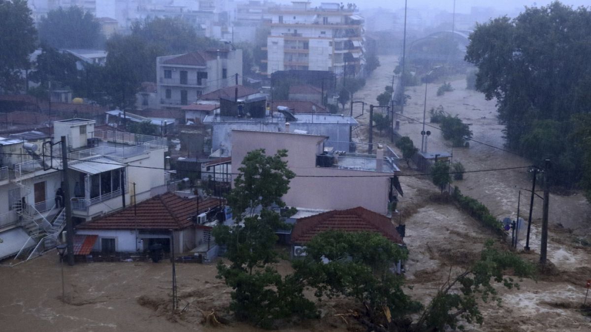Floodwaters cover an area in the town of Volos, central Greece, Tuesday, Sept. 5, 2023