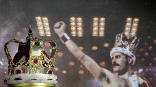 Freddie Mercury's signature crown worn throughout the 'Magic' Tour, on display at Sotheby's auction rooms in London, Thursday, Aug. 3, 2023.