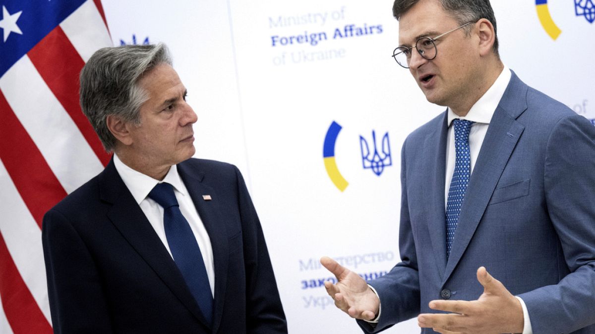Госсекретарь США Энтони Блинкен на встерче с министром иностранных дел Украины Дмитрием Кулебой