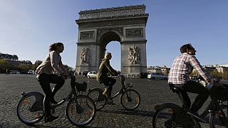 Cyclists in Paris.