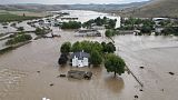 Floodwaters cover houses and farms after the country's record rainstorm in the village of Kastro, near Larissa, Thessaly region, central Greece, Thursday, Sept. 7, 2023