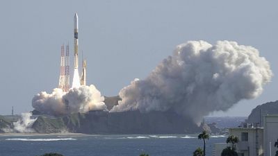 Japan's HII-A rocket blasts off from the launch pad at Tanegashima Space Center in Kagoshima