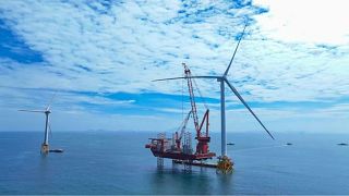La turbina Goldwind GWH252-16MW, installata in un parco eolico offshore nella provincia di Fujian, in Cina