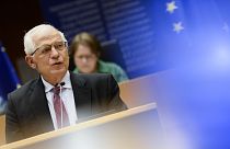Le chef de la diplomatie européenne, Josep Borrell, lors d'une réunion au Parlement européen à Bruxelles, mercredi 28 avril 2021.