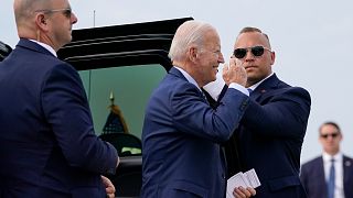 Le président américain Joe Biden à la base aérienne d'Andrews, dans le Maryland, le jeudi 7 septembre 2023.