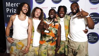 Ezra Collective win the 2023 Mercury Prize with their second studio album, Where I'm Meant To Be," at the awards show at the Eventim Apollo in London, Thursday, Sept. 7, 2023.