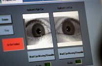 A user's retina scan for Clear, a commercial biometric identification system increasingly used in US airports to skip waiting lines.